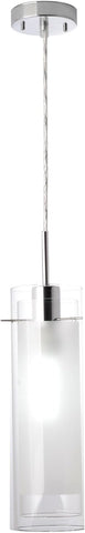 GLOBE Electric 64023 1-Light Pendant Light Fixture, Polished Chrome Finish, Clear Glass Shade with Frosted Insert, Adjustable Height, Modern Lighting for Kitchen Island or Dining Room, Home Décor