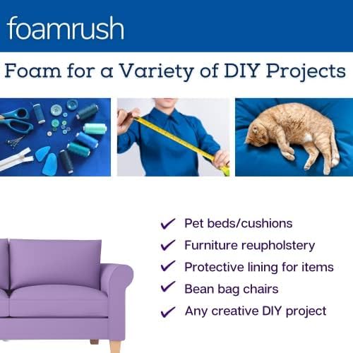 FoamRush 4" x 36" x 36" Premium Quality Upholstery Foam Cushion High Density (Chair Square Foam for Dining Chairs, Wheelchair Seat Cushion Replacement) (4" x 36" x 36")