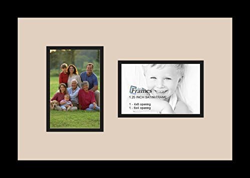 ArtToFrames Collage Photo Frame Double Mat with 2 - 4x6 Openings and Satin Black Frame
