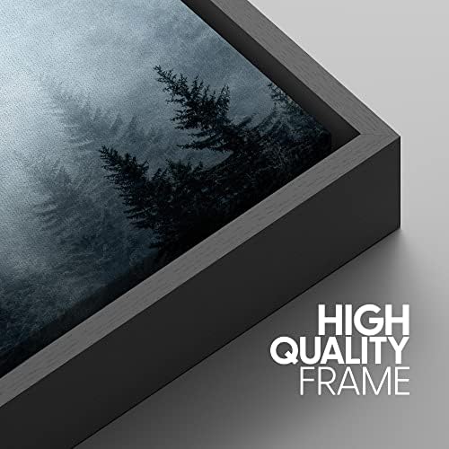 SIGNWIN Framed Canvas Print Wall Art Set Winter Fog Mist Pine Tree Mountain Forest Nature Wilderness Photography Modern Art Landscape Relax/Calm for Living Room, Bedroom, Office - 16"x24"x3 Black