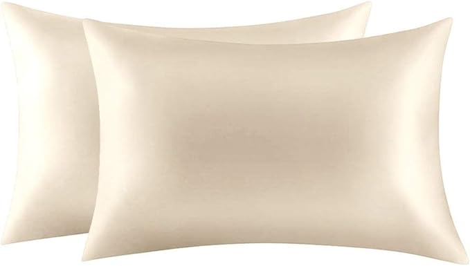 100% Mulberry Silk Pillowcases Set of 2 for Hair and Skin and Super Soft and Breathable King Size Nature Silk Pillowcases (King, Buff Beige)