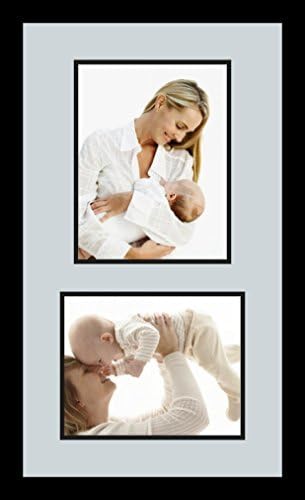 ArtToFrames Collage Photo Frame Double Mat with 1 - 8.5x11^ 8x10 Openings and Satin Black Frame