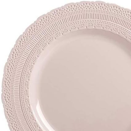 " OCCASIONS " 240 Plates Pack,(120 Guests) Extra Heavyweight Vintage Wedding Disposable/Reusable Plastic Plates 120x11'' Dinner+120 x 8.25'' Salad/Dessert Plate (Chateau Blush Pink)