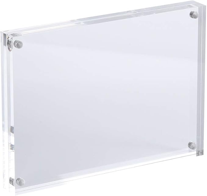 AMEITECH Acrylic Photo Frame 5x7 inches, Free Standing Desktop Double Sided Magnetic Picture Display, 10 + 10MM Thickness Clear Magnet Photo Frame with Microfiber Cloth, Gift Box Package