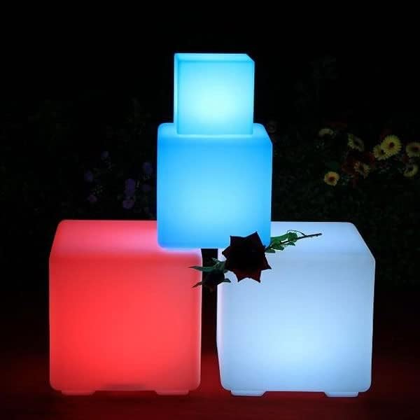 8-Inch LED Dimmable Glow Cube Waterproof Rechargeable Adjustable RGB Color Changing with Remote Control, Sensory Toys for Kids, Night Light Indoor Outdoor Decorative Lighting