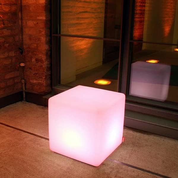 20-Inch LED Light Cube Decorative Glow Furniture Waterproof Rechargeable Adjustable RGB Color Changing w/Remote for Party Lamp Night Romantic Indoor Outdoor Lighting