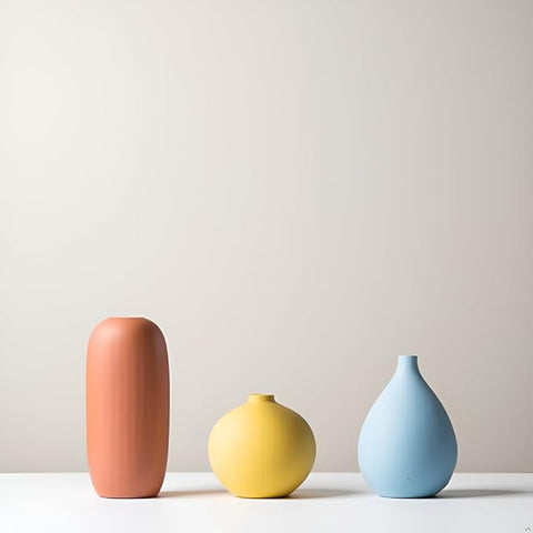AOBAOX 3-Piece Ceramic Vase Set, Modern Matte Decorative Vases for Home Decor, Living Room, Bedroom & Office Tabletop Display