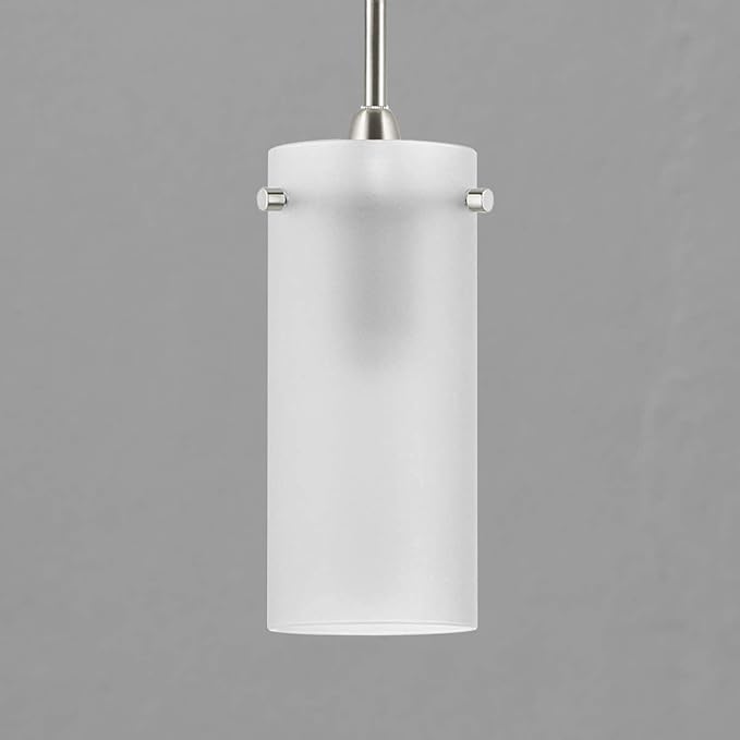 Linea di Liara Effimero Modern Brushed Nickel Pendant Light Fixtures Over Kitchen Island Sink Lighting Ceiling Hanging Farmhouse Mini Metal Industrial Pendant Lighting Small Frosted Glass Shade