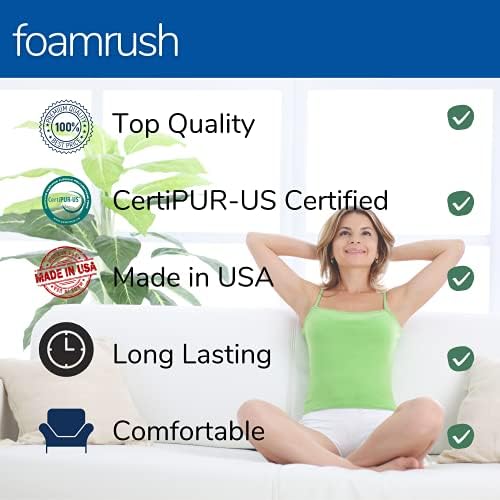 FoamRush 4" x 36" x 36" Gel Memory Foam Upholstery Square Cushion Medium Firm (Chair & Wheelchair Seat Cushion Replacement, Square Foam Dining Chairs, Couch, Sofa, Rubber Padding)