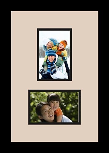 ArtToFrames Collage Photo Frame Double Mat with 2 - 4x6 Openings and Satin Black Frame