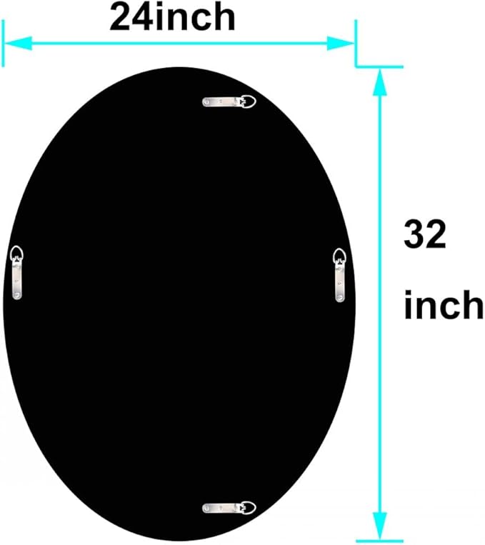 DMDFIRST Crystal Crushed Diamond Oval Shaped Silver Mirror Glam Bling for Wall Decoration 24x32x0.9inch Frameless Wall Hang Sparkly Glass Mirror Stunning Stylish Fashion Home Decor Decorative Mirror