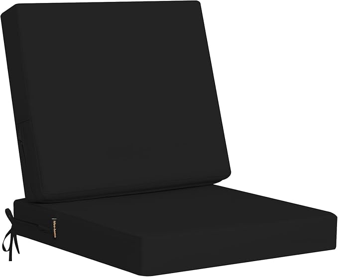 idee-home Outdoor Cushions for Patio Furniture, Outdoor Seat Cushion, Waterproof Couch Hampton Bay Deep Seat Replacement Chair Cushions for Garden Lawn Backyard Deck, 22 x 22 Black