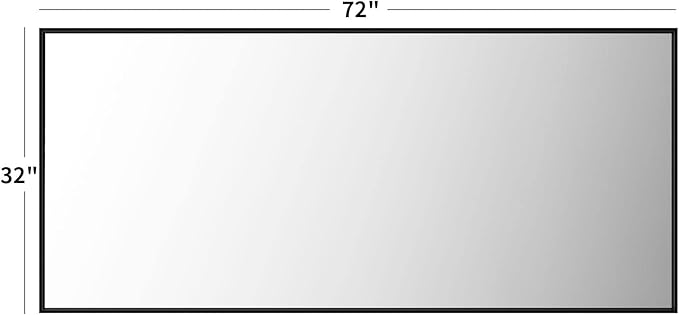 LOAAO 72"X32" Black Rectangle Bathroom Mirror Wall, Matte Black Aluminum Alloy Frame, Tempered Glass, Hangs Vertically or Horizontally, Easy to Install