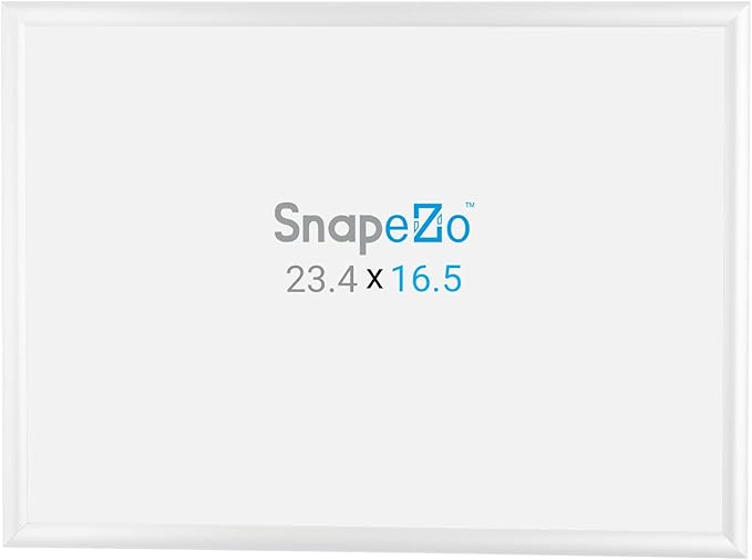 SnapeZo 16.5 x 23.4 (A2 Euro Size) White Poster Frame, Front-Loading, Wall Mount, Aluminum 1" Profile, Sleek Series