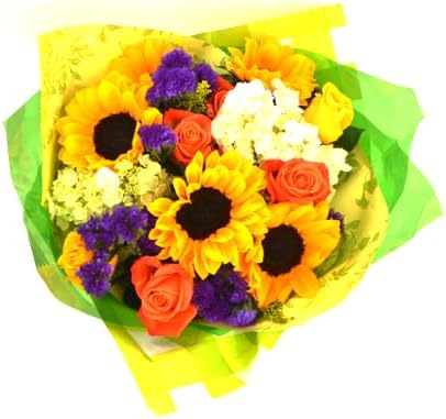 Daydream with Vase | Orange, Yellow, Green Arrangement by Arabella Bouquets | Real Fresh Flowers for Delivery, Gift for Birthday, Congratulations, Mother's Day