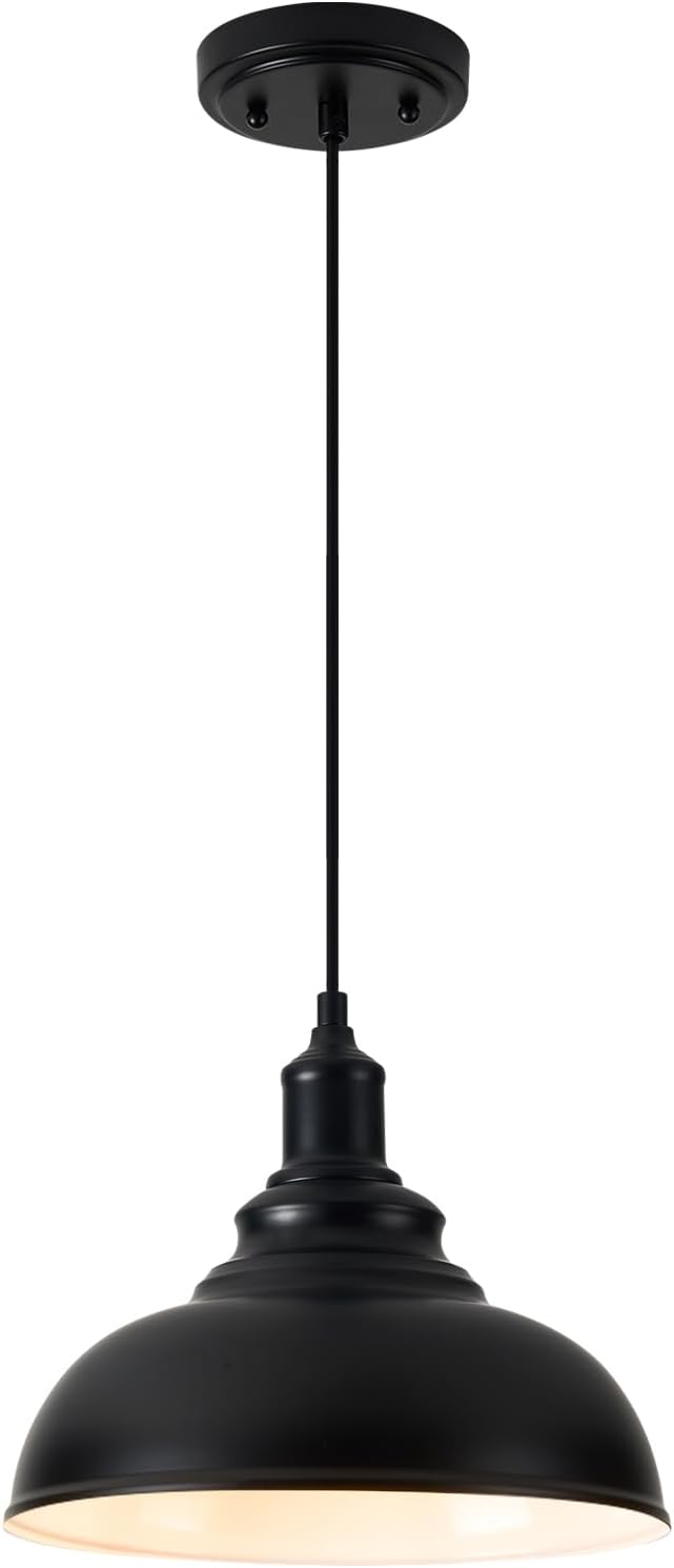1 Pack Farmhouse Pendant Light Black Pendant Lighting for Kitchen Island Industrial Hanging Barn Light Pendant Lighting Over Island Sink Light Fixtures