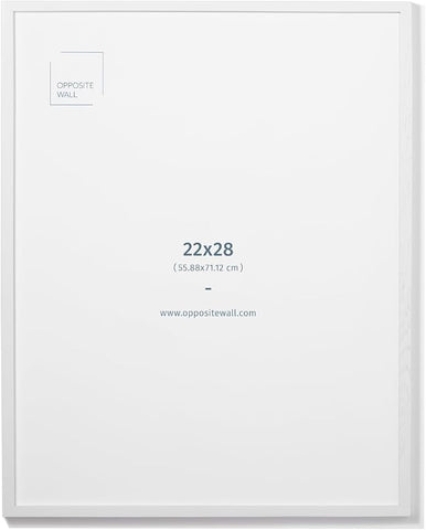 Opposite Wall - 22x28 in - White Solid Oak Wood Picture Frame - Lightweight, Versatile & Shatterproof - Wall Hanging Poster or Photo Frame - Wall Decor for Office, Gallery & Home