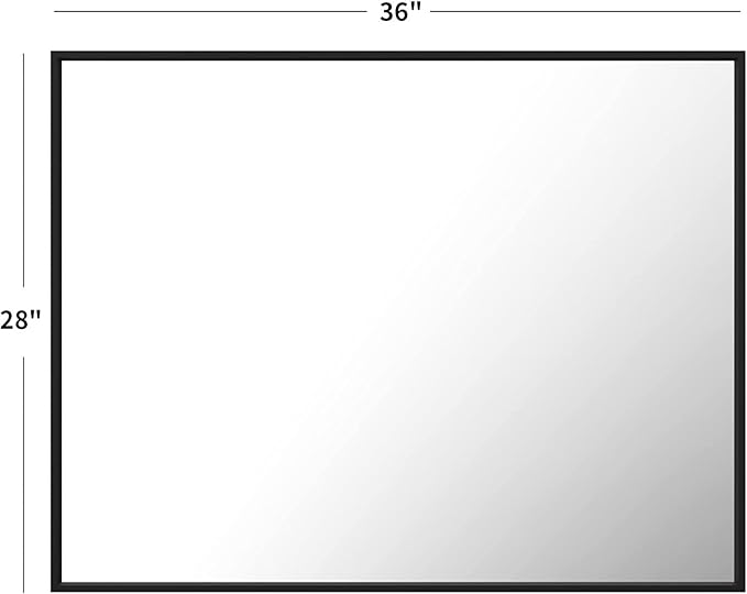 LOAAO 28"X36" Black Rectangle Bathroom Mirror Wall, Matte Black Aluminum Alloy Frame, Tempered Glass, Hangs Vertically or Horizontally, Easy to Install
