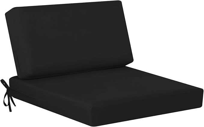 idee-home Outdoor Cushions for Patio Furniture, Outdoor Seat Cushion, Waterproof Couch Hampton Bay Deep Seat Replacement Chair Cushions for Garden Lawn Backyard Deck, 26.5 x 26.5 Black