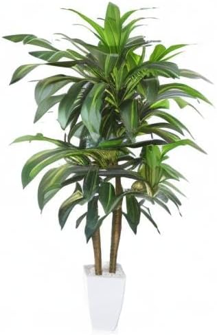 Artificial Plants,4FT Dracaena Tree Faux Plants with White Taper Planter,Tall Fake Plant for Indoor,Fake Tree for Home Decor Office Living Room Porch