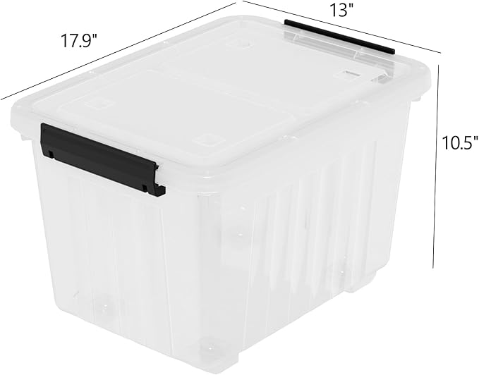 4-Pack 30 L Plastic Storage Box, Large Storage Bin with Wheels
