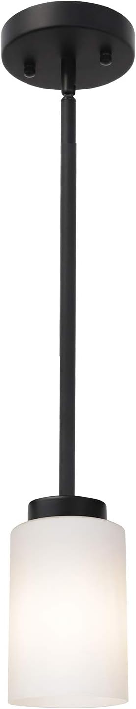 Black Pendant Light Fixture with Opal White Glass, Farmhouse Mini Chandelier for Kitchen Island Hallway