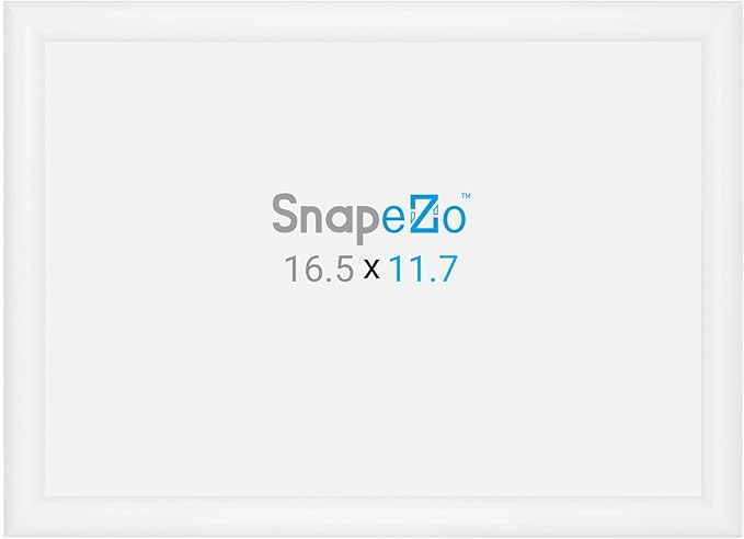 SnapeZo 11.7 x 16.5 (A3 Euro Size) White Poster Frame, Front-Loading, Wall Mount, Aluminum 1" Profile, Sleek Series