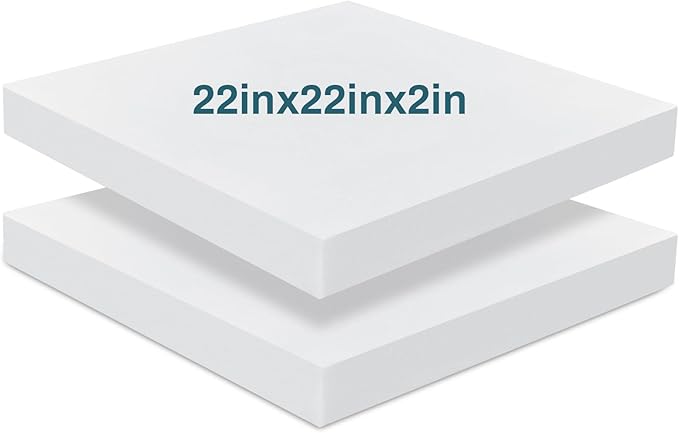 Frienda 2 Pack 2" x 26" x 26" Upholstery High Density Foam Cushion Replacement Square Cut to Size Foam Couch for Chair Couches Padding Shipping Packing DIY Cosplay Projects