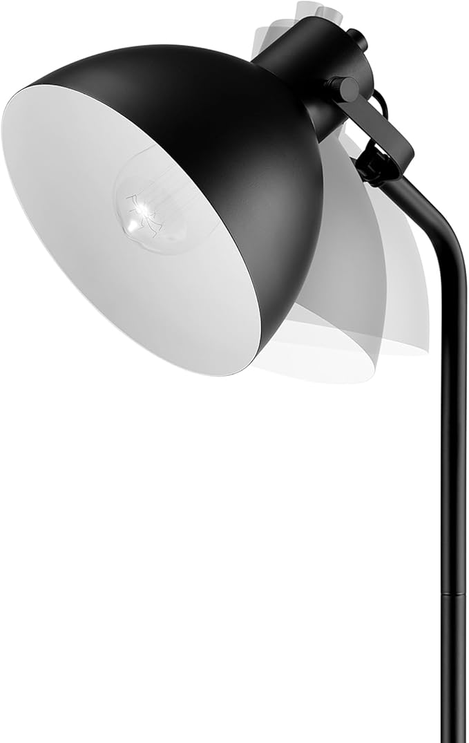 GLOBE Electric 60" Floor Lamp, Matte Black, On/Off Rotary Switch on Socket, 6-Foot Black Cord, Reading Light, Bedroom, Living Room, Home Decor