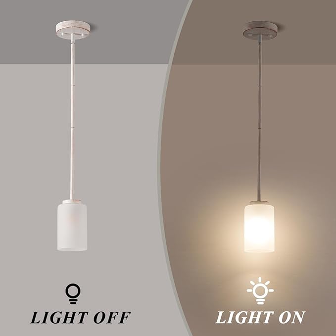 1-Light Mini Pendant Light Fixtures, Industrial Chandelier Hanging Ceiling Lights with Opal White Glass, Adjustable Height, White Brush Gold Pendant Lamp, 2 Pack