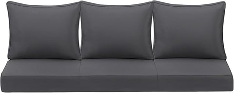 Outdoor Deep Seating Cushion Set, 24" x 24", Waterproof & Fade Resistant Patio Furniture Cushions with Handle, Deep Seat and Back Cushion for Chair and Sofa (3, Grey)
