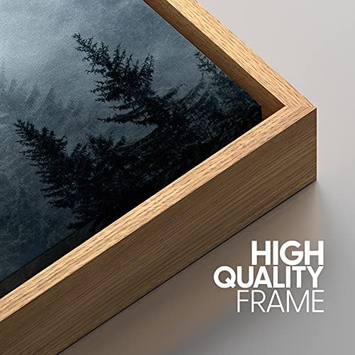 SIGNWIN Framed Canvas Print Wall Art Set Winter Fog Mist Pine Tree Mountain Forest Nature Wilderness Photography Modern Art Landscape Relax/Calm for Living Room, Bedroom, Office - 16"x24"x3 Natural