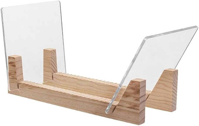 KAIU Vinyl Record Storage Holder - Solid Wood with Crystal Clear Acrylic Holder - Premium Design, Perfect 12" LPs or 7" Singles Display Unit - Stores and Supports up to 50 Albums (Natural)