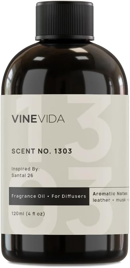 VINEVIDA [4 Fl Oz] Scent NO. 1303 Fragrance Oil for Cold Air Diffusers, Aromatic Notes of Leather Musk Sandalwood, Essential Oils for Diffuser Oil Refill & Air Freshener Room Spray