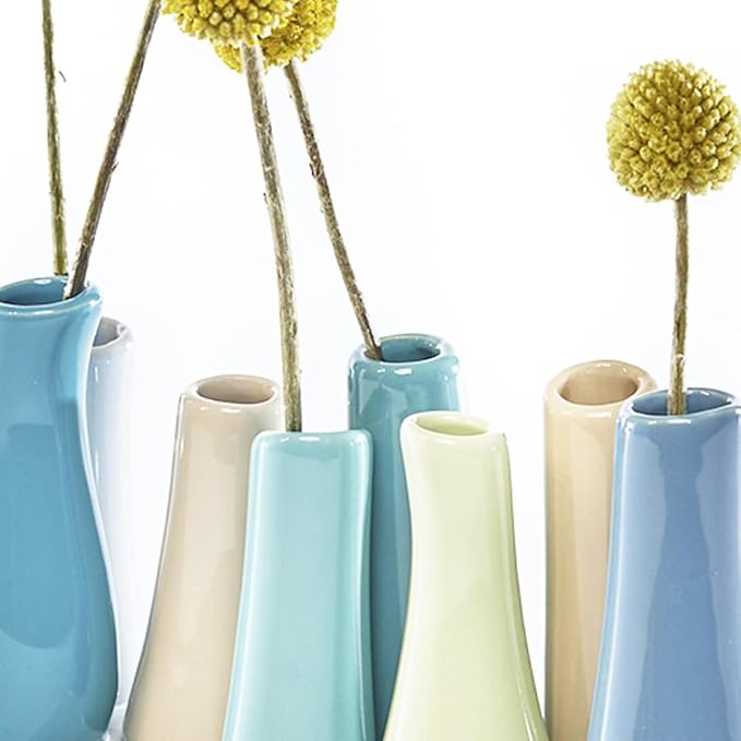 Chive - Pooley 2, Ceramic Flower Vase, 8-Tube Shape (Steel Blue)