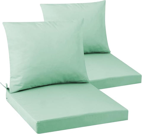 Outdoor Seat Cushion Set 22 x 22 In, Water-Resistant & Fade-Resistan, Patio Furniture Cushions with Removable Cover Deep Seat & Back Cushion with Handle and Adjustable Straps for Chair Sofa,2PC