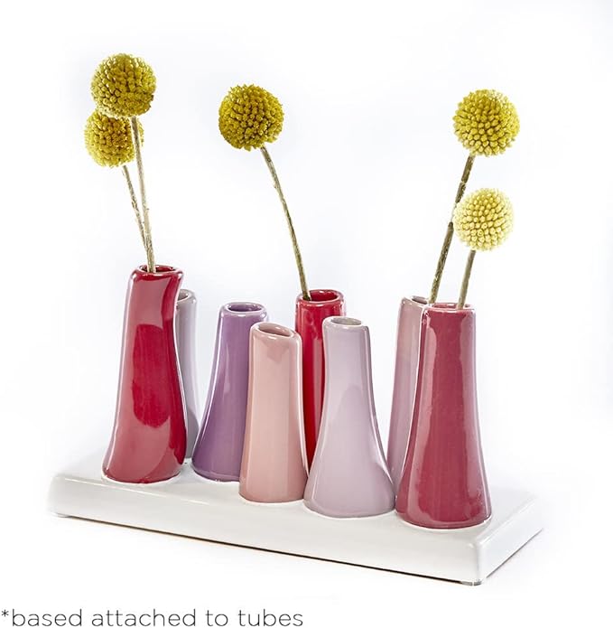 Chive - Pooley 2, Ceramic Flower Vase, 8-Tube Shape (Sangria Red with Pink and Purple)