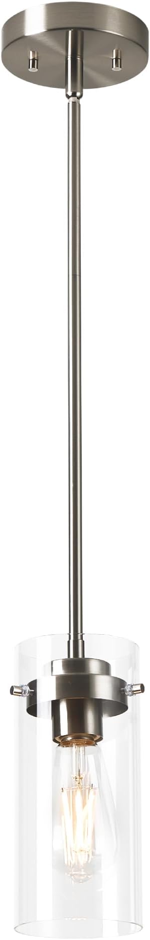 EAPUDUN Pendant Light Fixtures, Brushed Nickel Finish Kitchen Lights Ceiling, Clear Glass Pendant Lights Kitchen Island-PDA1353-A-BNK