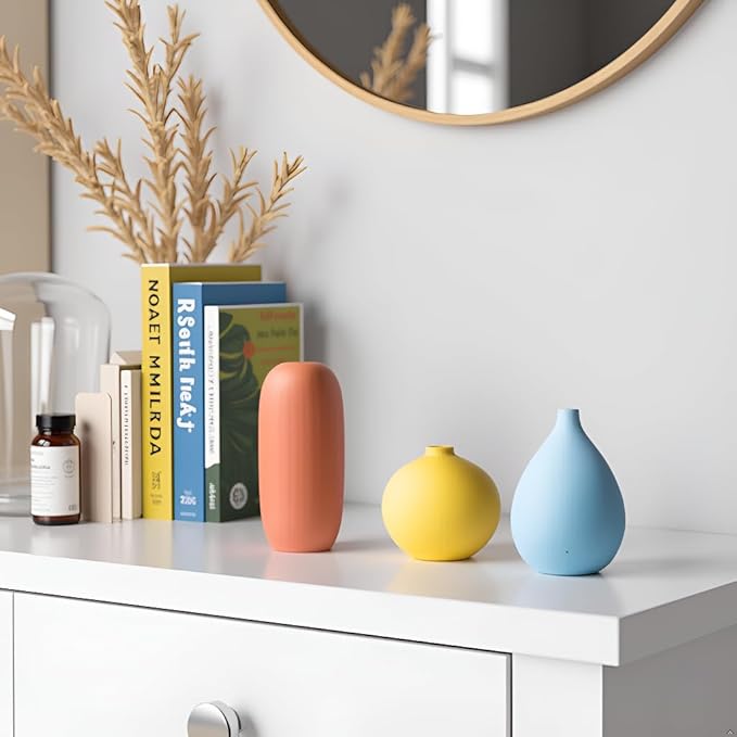 AOBAOX 3-Piece Ceramic Vase Set, Modern Matte Decorative Vases for Home Decor, Living Room, Bedroom & Office Tabletop Display
