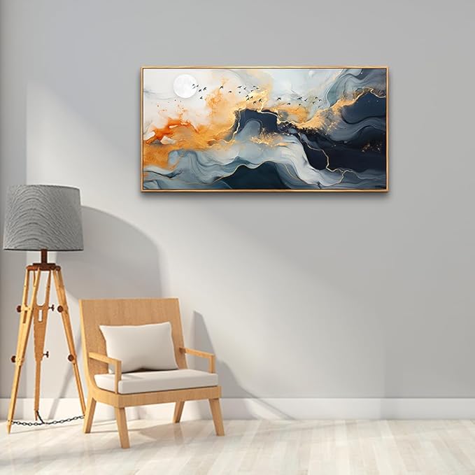 MHARTK66 Boho Wall Decor Living Room Wood Framed Canvas Wall Art For Bedroom Office Wall Decorations Minimalist Abstract Ink Wall Paintings Framed Prints Wall Pictures Artwork Hotel Room Home Decor