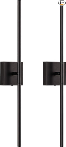 KDG Cordless Wall Sconces Set of 2, Wireless 7000mAh Rechargeable Battery Operated LED Wall Lamps with Remote, 360° Rotate Lightings for Wall Painting, Bedroom, Hallway, Night Light 23.6 inch (Black)