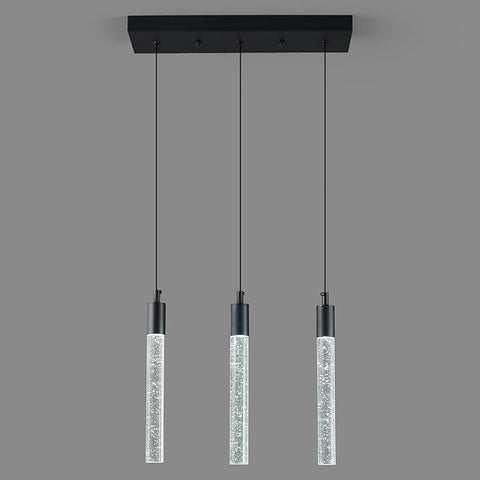 Kitchen Island Lighting Modern Light Fixture Black Pendant Light Dimmable LED Black Finish Mini Crystal Pendant Lights for Dining Room Living Room（3-Light ）
