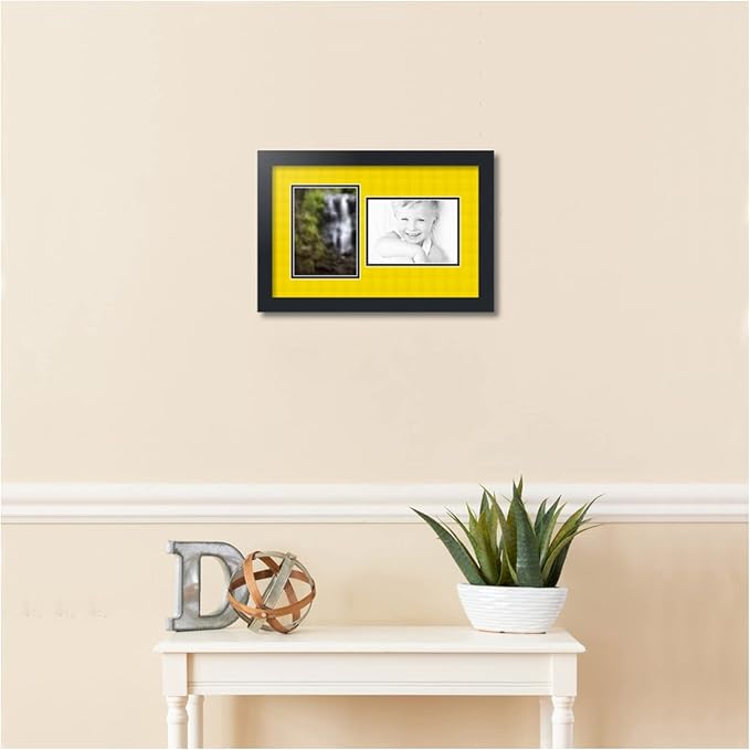 ArtToFrames Collage Photo Frame Double Mat with 2 - 5x7 Openings and Satin Black Frame