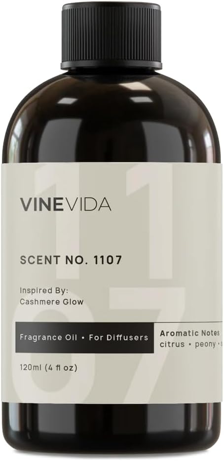 VINEVIDA [4 Fl Oz] Scent NO. 1107 Fragrance Oil for Cold Air Diffusers, Aromatic Notes of Citrus Peony Sandalwood, Essential Oils for Diffuser Oil Refill & Air Freshener Room Spray