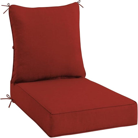 Sundale Outdoor Olefin Deep Seat Cushion, Patio Chair Cushion and Pillow, Water-Resistant Sectional Sofa Pad with Straps Red, 23 x 26 x 4 Inches