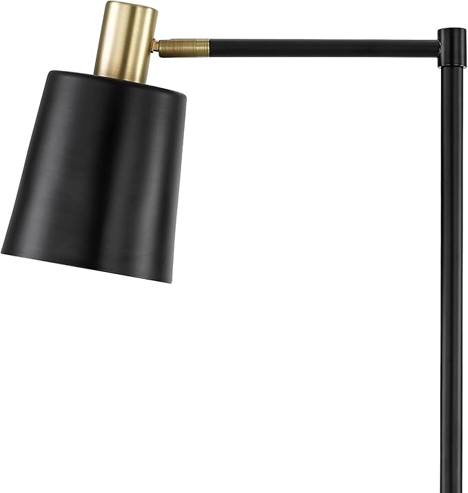 GLOBE Electric 12916 Lex 60" Floor Lamp, Black, Satin Finish, Gold Accents
