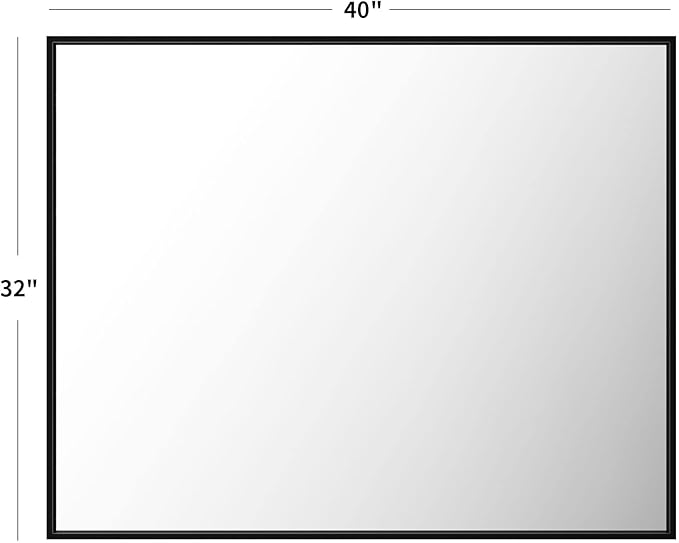 LOAAO 40"X32" Black Rectangle Bathroom Mirror Wall, Matte Black Aluminum Alloy Frame, Tempered Glass, Hangs Vertically or Horizontally, Easy to Install