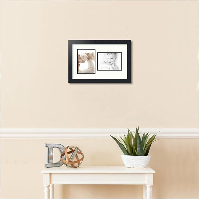 ArtToFrames Collage Photo Frame Double Mat with 2 - 5x7 Openings and Satin Black Frame