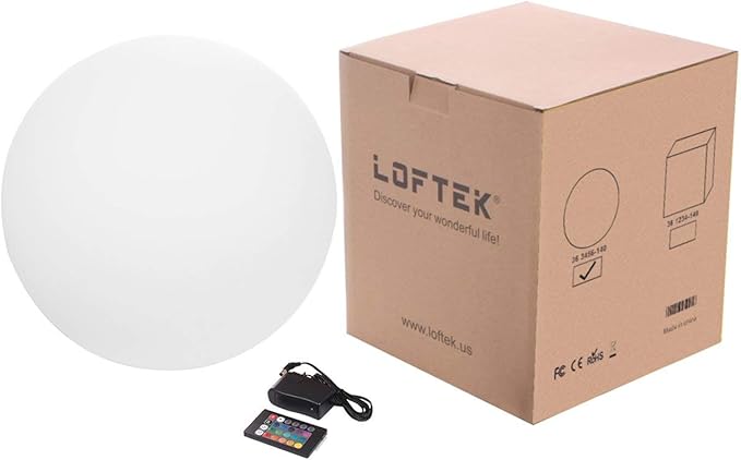 LOFTEK 20-inch LED Large Dimmable Light Ball: RGB 16 Color Changing Glow Ball with Remote Control, Waterproof Floating Pool Lights, Rechargeable for Nursery, Pool, Garden Decor