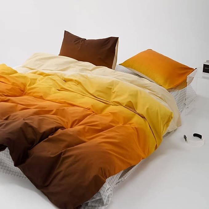 CLOTHKNOW Orange Pumpkin Full Size Comforter Set 3Pcs Dark Orange Bedding Comforter Sets Light Yellow Comforter Full Soft Yellow Comforter Sets Full